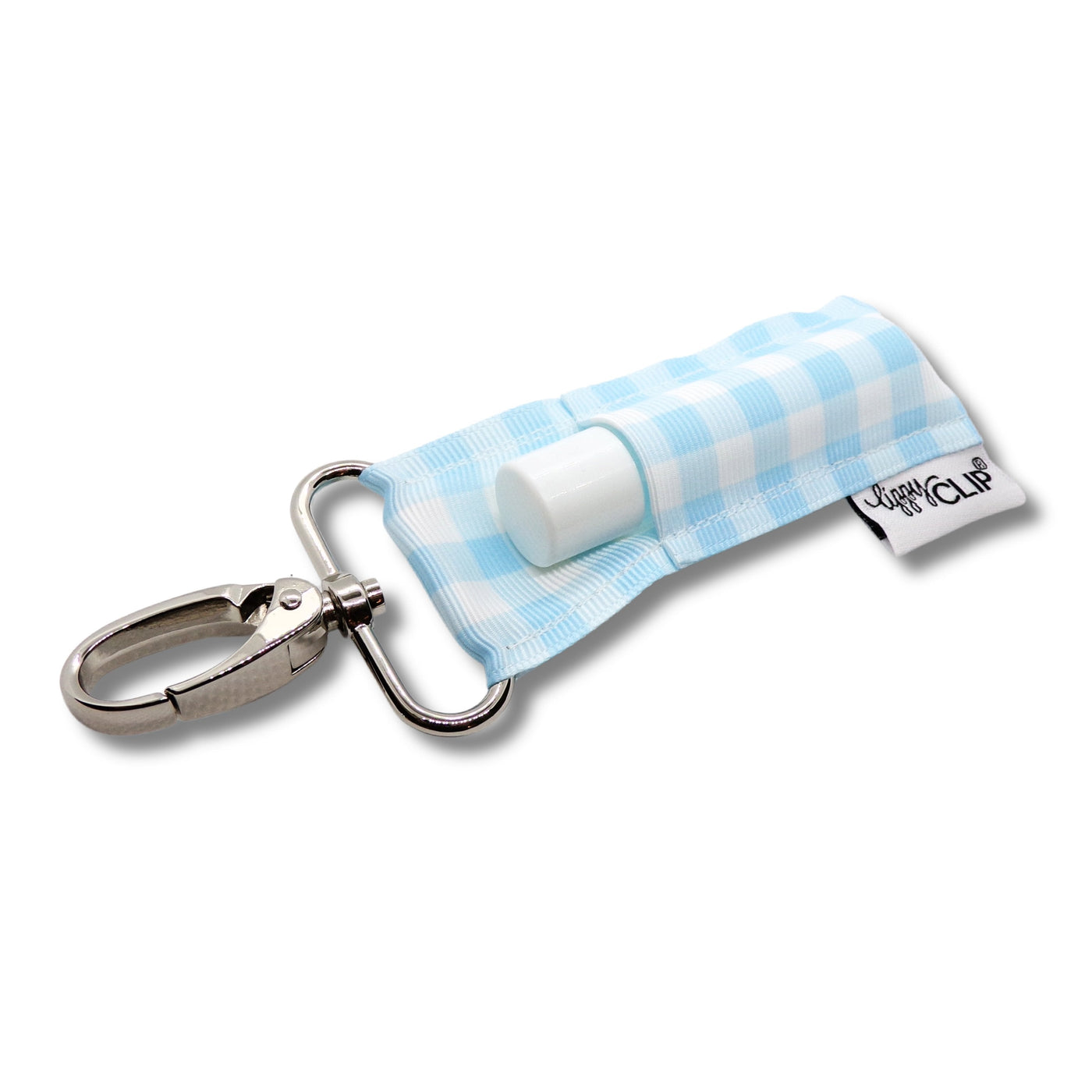 Light Blue Gingham Lippy Clip